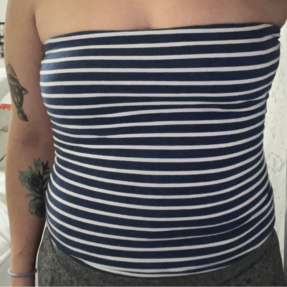 Strapless Striped Shirt.